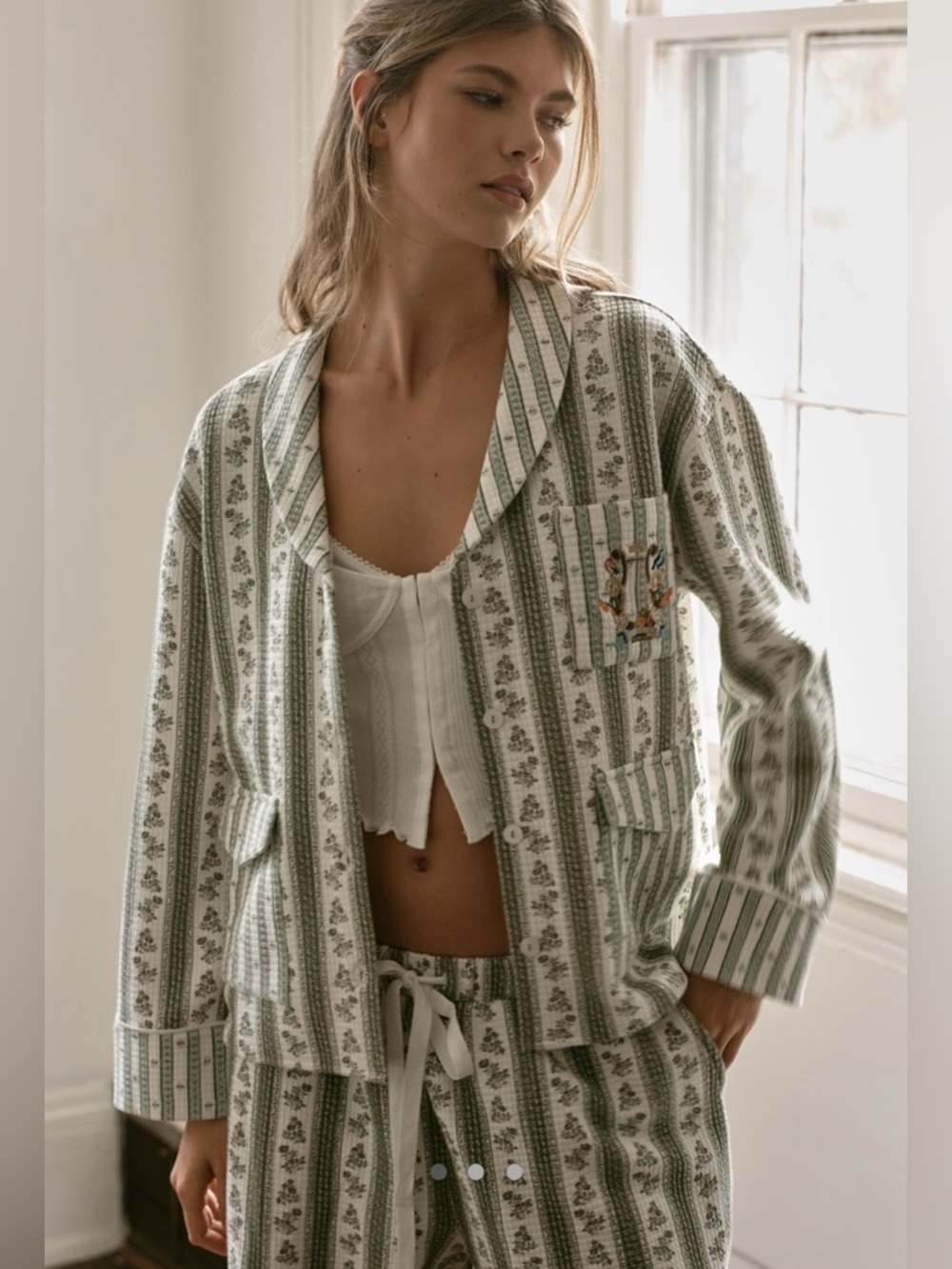 Lyrebird long sleeve printed quilted pajama top